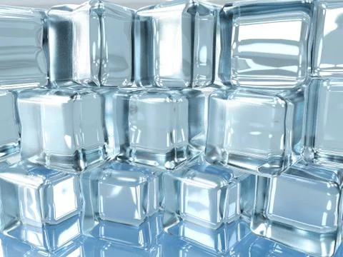 3d illustration of ice cube surface with window and light reflexion backgroun Stock Illustration