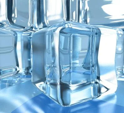 3d illustration ice cubes wall surface texture with window and light reflexio Stock Illustration