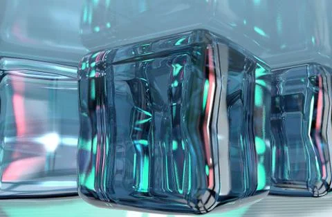3d illustration of ice surface with window and light reflexion background Stock Illustration