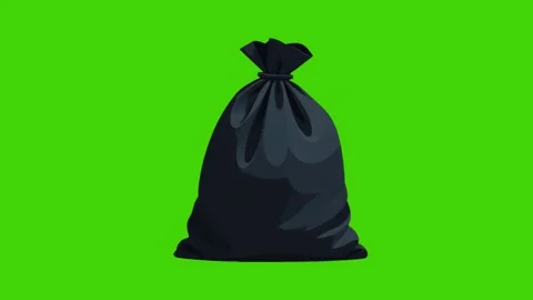 3d illustration icon of black garbage bag on green screen. Stock Footage 297066963