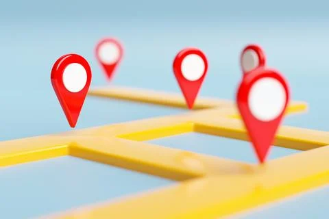 3d illustration of an icon with the direction of movement along the trajector Stock Photos