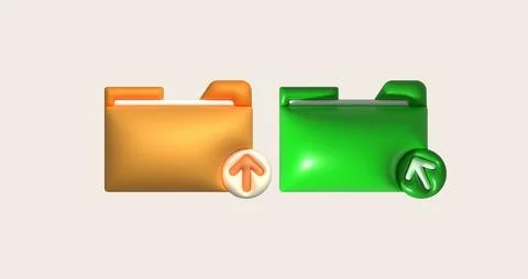 3D Illustration Icon Upload Data As Folder data loading symbol. Stock Illustration