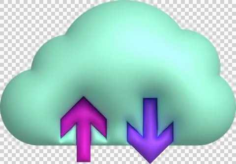 3d illustration icon upload data cloud system data loading symbol. Stock Illustration