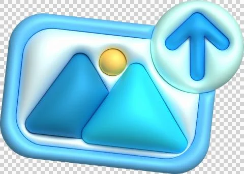 3d illustration icon upload image data data loading symbol. Stockillustratie