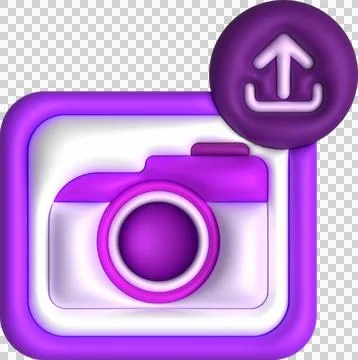 3d illustration icon upload image data in camera data loading symbol. Stockillustratie