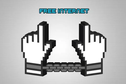 3D Illustration of idea of protesting repeal of Net Neutrality. Stock Illustration
