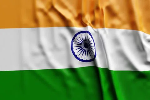 3D illustration of India national developing flag. Country symbol. Stock Illustration