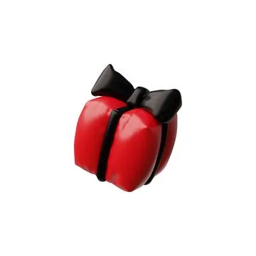3D illustration of an inflatable element in the form of a red gift box with a Stock Illustration