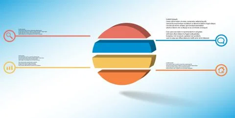 3D illustration infographic template with embossed ring divided to four parts Stock Illustration