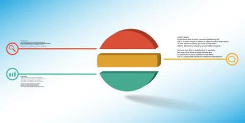 3D illustration infographic template with embossed ring divided to three part Stock Illustration