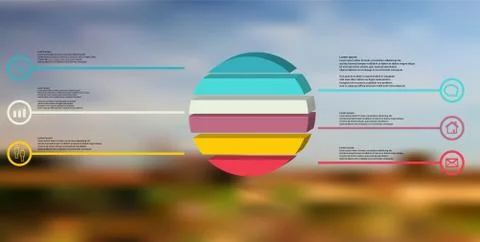 3D illustration infographic template with embossed ring divided to six parts Stock Illustration