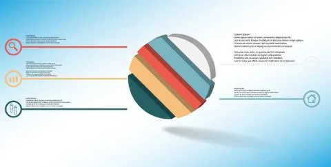 3D illustration infographic template with embossed ring divided to five parts Stock Illustration