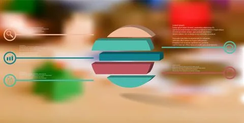 3D illustration infographic template with embossed ring divided to five parts Stock Illustration