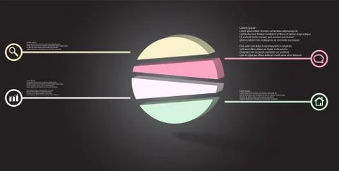 3D illustration infographic template with embossed circle randomly divided to Stock Illustration