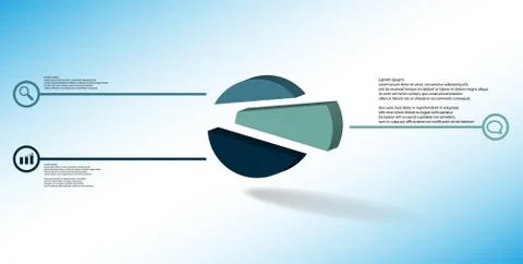 3D illustration infographic template with embossed circle randomly divided to Stock Illustration