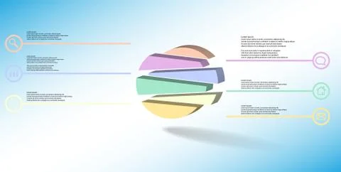 3D illustration infographic template with embossed circle randomly divided to Stock Illustration
