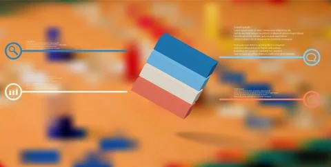 3D illustration infographic template with embossed cube askew arranged divide Stock Illustration