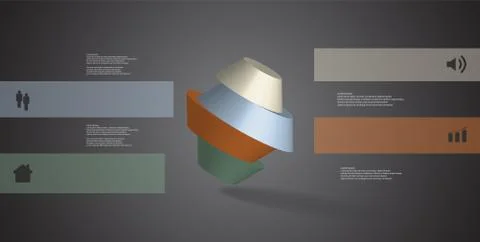 3D illustration infographic template with round octagon divided to four parts Stock Illustration
