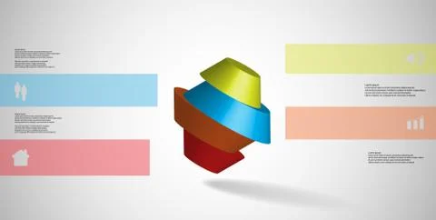 3D illustration infographic template with round octagon divided to four parts Stock Illustration