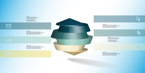3D illustration infographic template with round octagon divided to six parts Stock Illustration