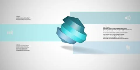 3D illustration infographic template with round octagon divided to three part Stock Illustration