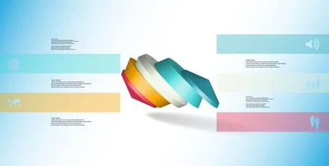 3D illustration infographic template with round octagon divided to five parts Stock Illustration