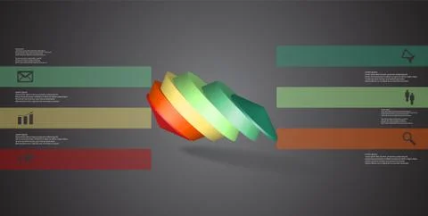 3D illustration infographic template with round octagon divided to six parts Stock Illustration