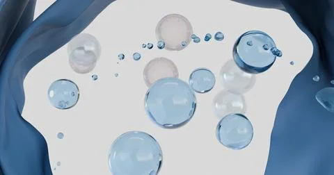3D illustration of the interaction between liquid bubbles and tissue in a ci Ilustración de archivo