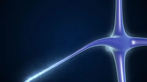 3D illustration of interconnected neurons with electrical pulses. 스톡 일러스트