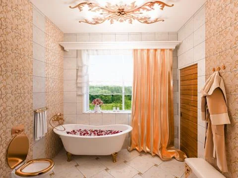 3d illustration of an interior design of a bathroom in a classic Stockillustratie