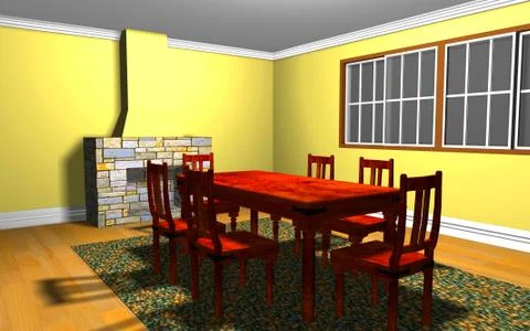 3d illustration of interior inside the room. Stock Illustration