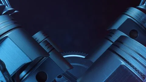 3d illustration of an internal combustion engine. Engine parts, crankshaft Stock Illustration