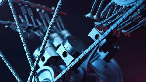 3d illustration of an internal combustion engine. Engine parts, crankshaft Stock Illustration