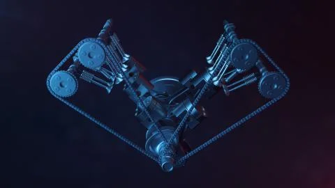 3d illustration of an internal combustion engine. Engine parts, crankshaft Stock Illustration