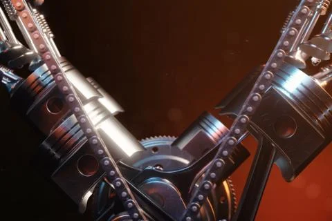 3d illustration of an internal combustion engine. Engine parts, crankshaft Stock Illustration