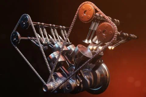 3d illustration of an internal combustion engine. Engine parts, crankshaft Stock Illustration