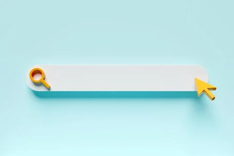 3d illustration of an internet search page on a  blue background. Search bar  Stock Illustration
