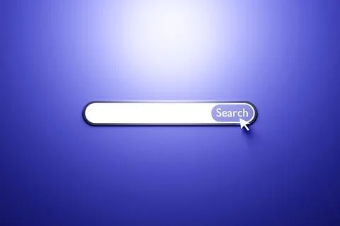 3d illustration of an internet search page on a  blue  background. Search bar Stock Illustration