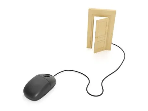 3d illustration internet technology. computer mouse and the door Stock Illustration