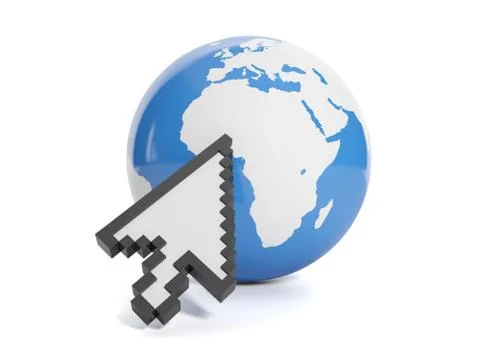 3d illustration of internet technology. conceived enter the internet, earth a Stock Illustration