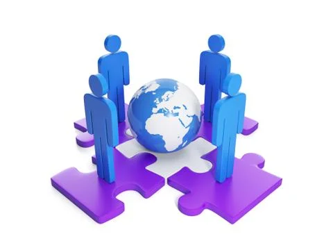 3d illustration of internet technology. a group of people working as a team t Stock Illustration