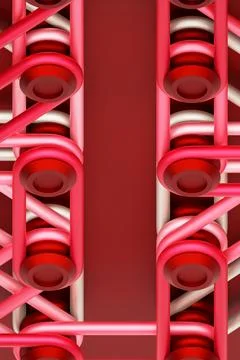 3D illustration, intricate geometric pattern of convex fasteners and straps Illustrazione stock