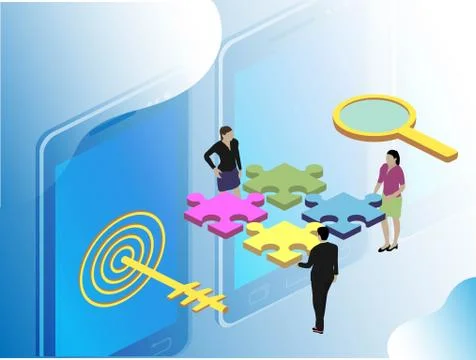 3d illustration. Isometric people vector. Infographic presentation concept. F Stock Illustration