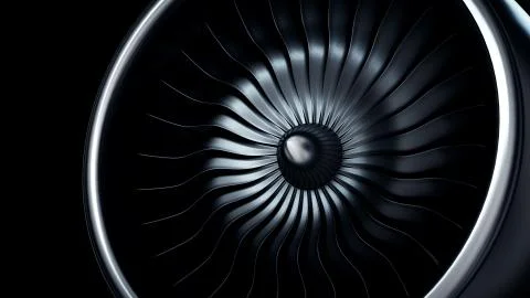 3d Illustration of jet engine, close-up view jet engine blades Stock Illustration