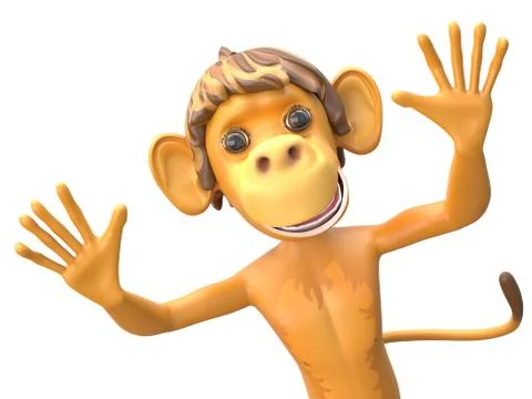 3D Illustration of a Jolly Monkey Stock Illustration