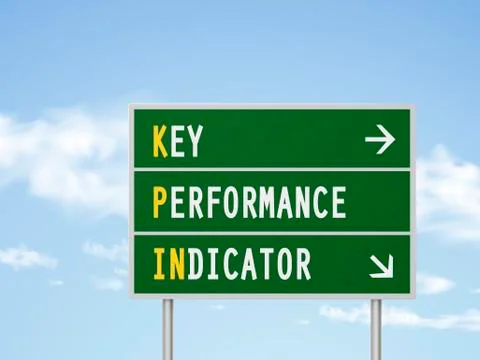 3d illustration key performance indicator road sign 库存插图