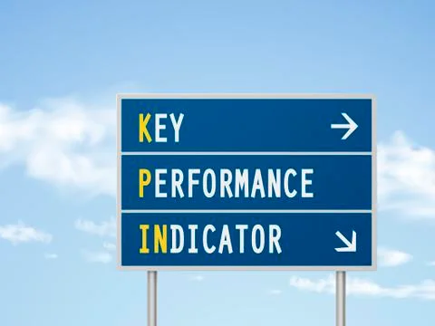 3d illustration key performance indicator road sign Stock Illustration