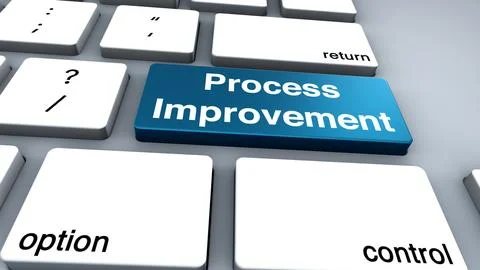3D Illustration of Keyboard with the Word Process Improvement Stock Photos
