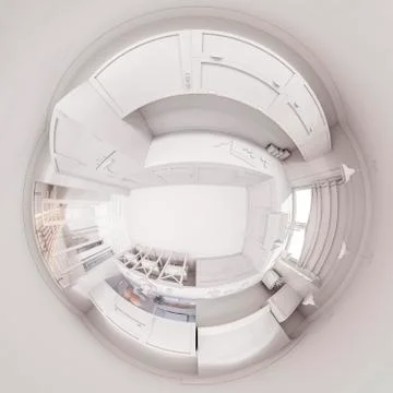 3d illustration of the kitchen interior design in Scandinavian c Stock Illustration