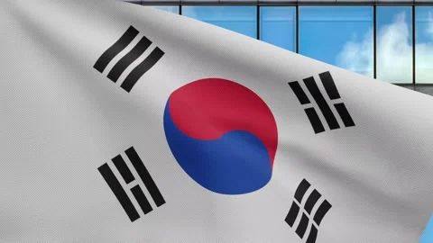 3D illustration Korean flag skyscraper city. Tower with South Korea banner-Dan Stock Footage 150151123